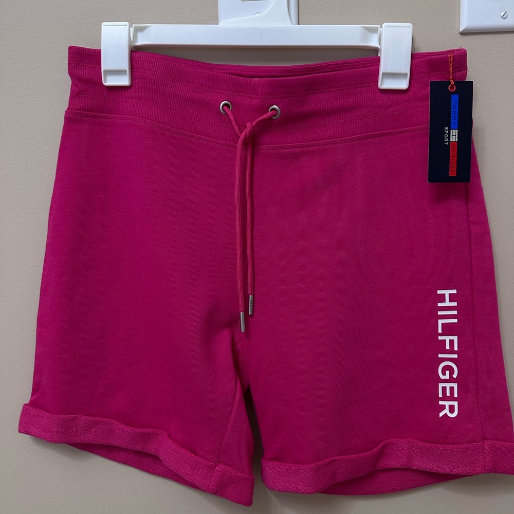 NWT Tommy Hilfiger Women's Hot Pink Logo Sweat Shorts size S